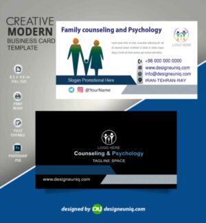 کارت ویزیت مشاوره و روانشناسی و بالینی خانواده psd