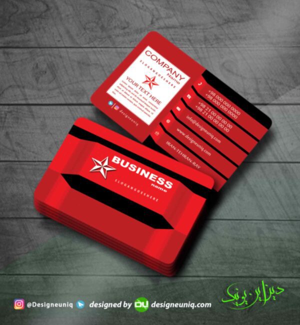 کارت ویزیت خلاقانه خاص قرمز مشکی لایه باز مناسب تمام مشاغل کارت ویزیت الکتریکی خدمات برقی خودرو